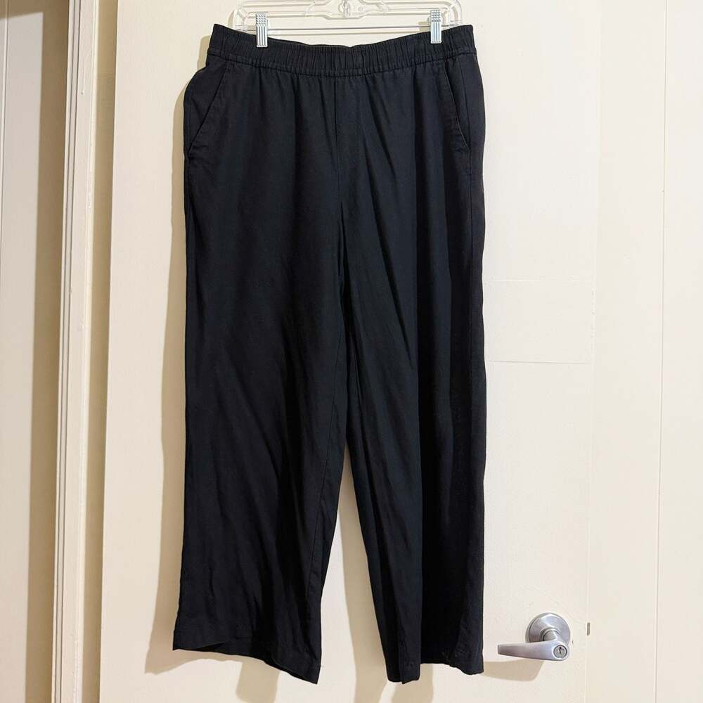 Old Navy Linen Blend Wide Leg Pants M Petite Drawstring Coastal Minimalist